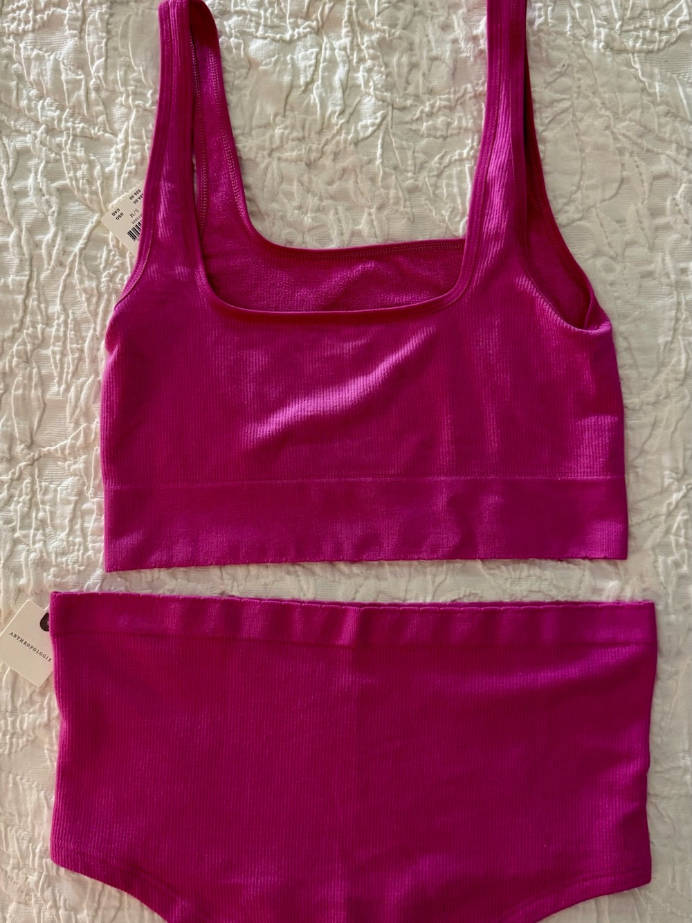 Anthropologie Pink Ribbed Underwear Lounge Set - Picture 3 of 4